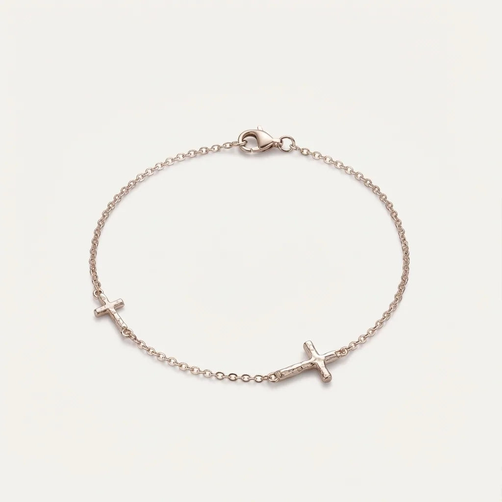 Sterling Silver Cross Chain Bracelet