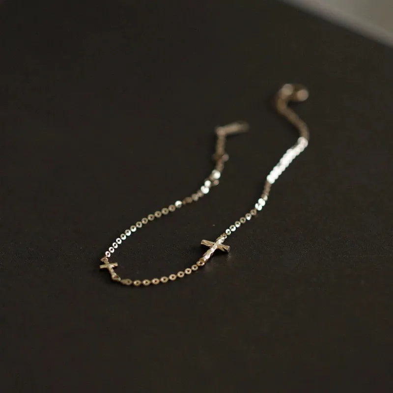 Sterling Silver Cross Chain Bracelet