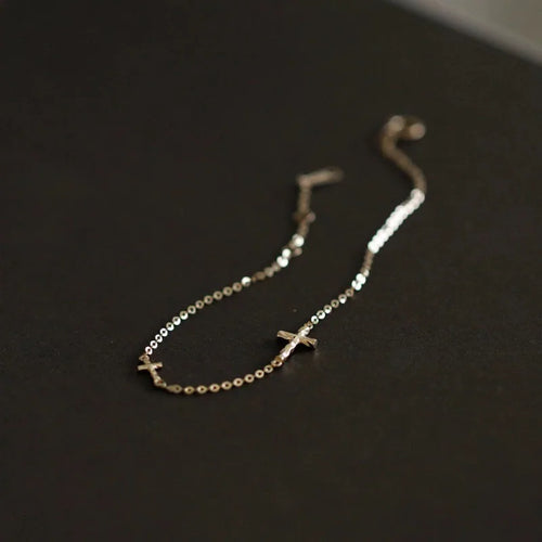 Sterling Silver Cross Chain Bracelet